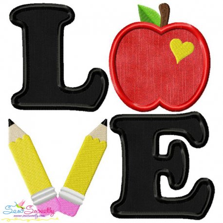 Love School Lettering Applique Design Pattern