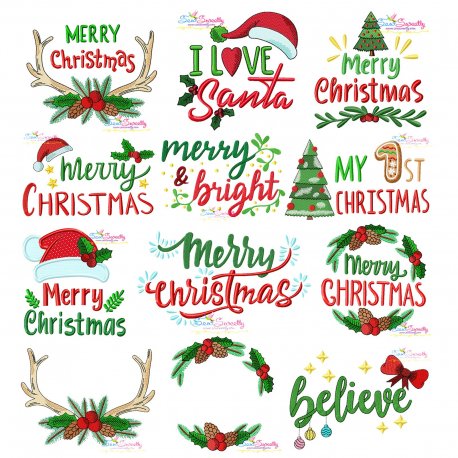 Download Christmas Lettering Embroidery Design Bundle-2 For ...