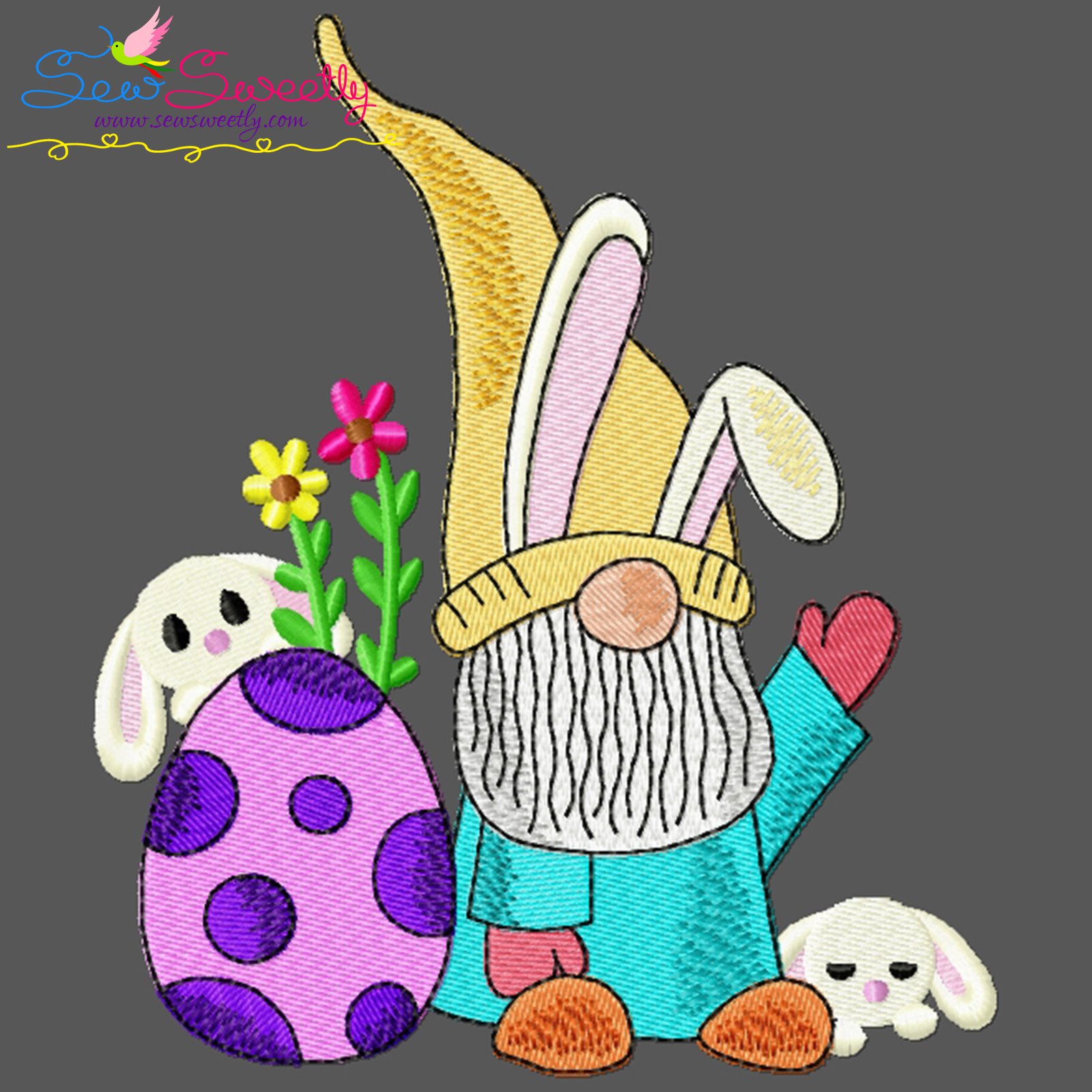 Download Easter Gnome And Bunny 9 Embroidery Design For Easter