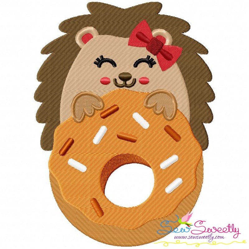 Download Hedgehog Girl With Doughnut Machine Embroidery Design For Fall