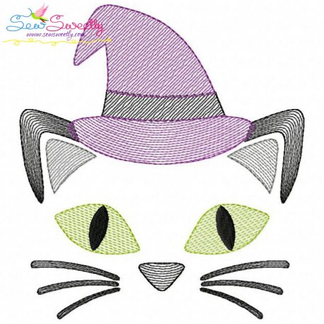 Download Halloween Face Cat Sketch Machine Embroidery Design For Halloween