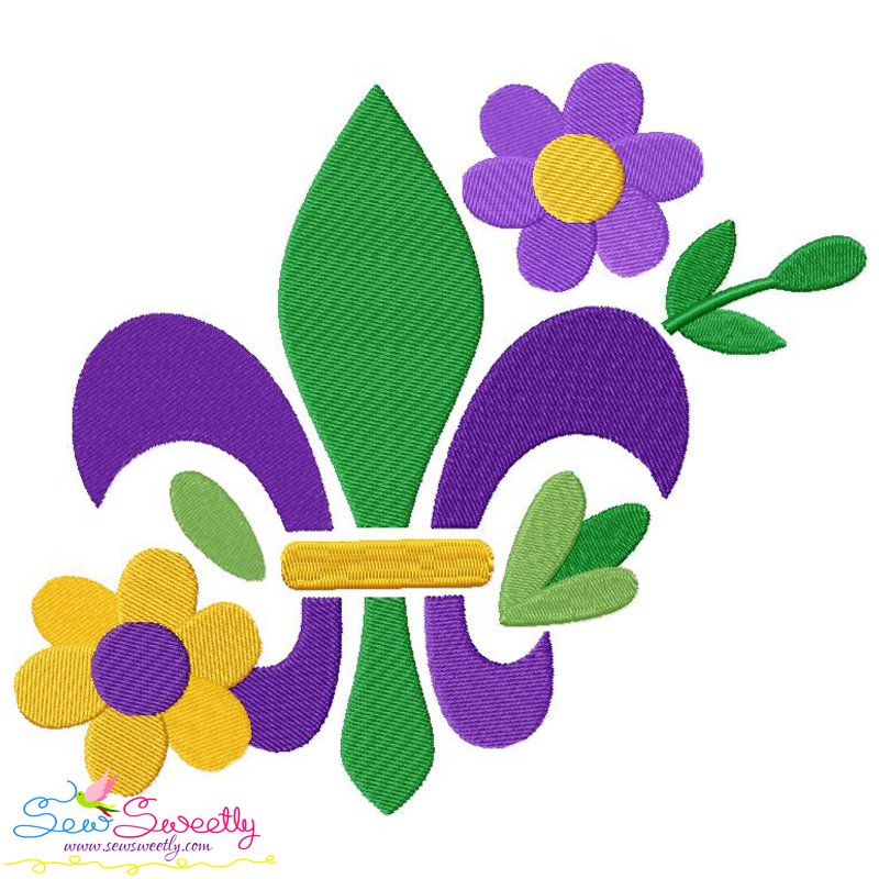 Mardi Gras Floral Fleur De Lis Machine Embroidery Design Mardi Gras