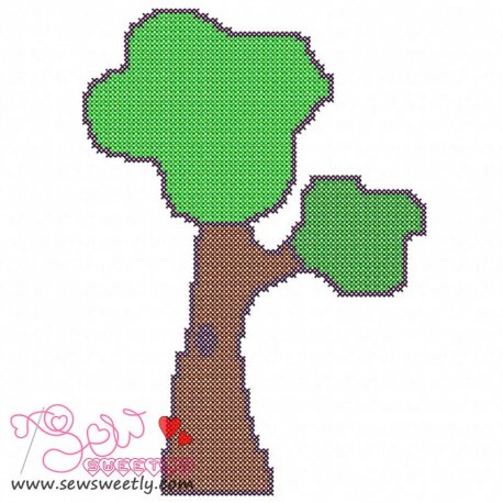 Retro Tree Cross Stitch Embroidery Design Pattern