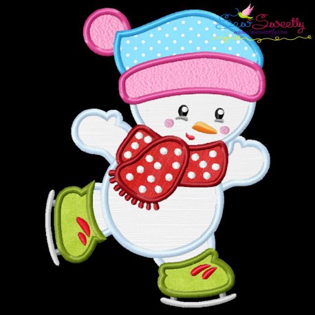 Christmas Ice Skating Little Snowman-5 Applique Design Pattern-1