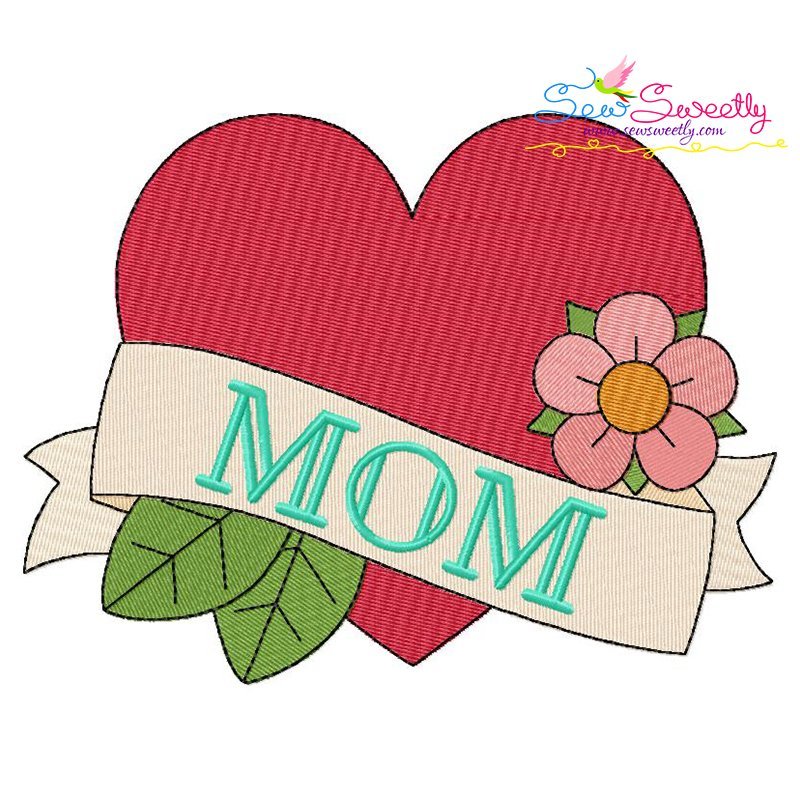 Free Mom Heart Embroidery Design